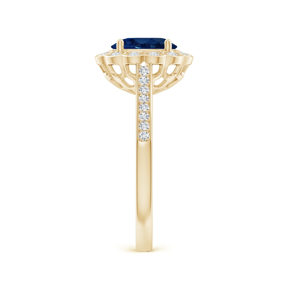 8x6mm AA Vintage Style Sapphire & Diamond Scalloped Halo Ring in 18K Yellow Gold side 299