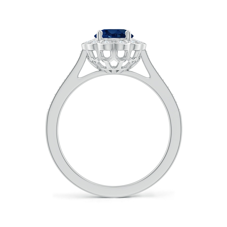 8x6mm AA Vintage Style Sapphire & Diamond Scalloped Halo Ring in White Gold side 199