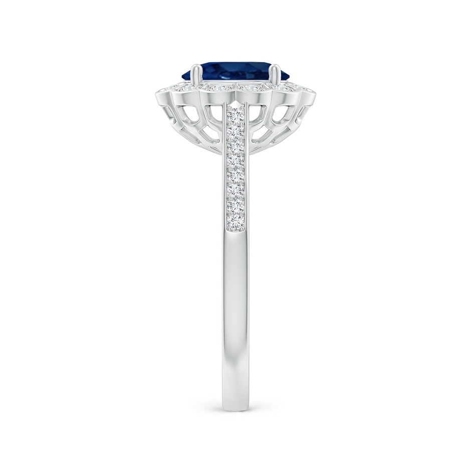8x6mm AA Vintage Style Sapphire & Diamond Scalloped Halo Ring in White Gold side 299