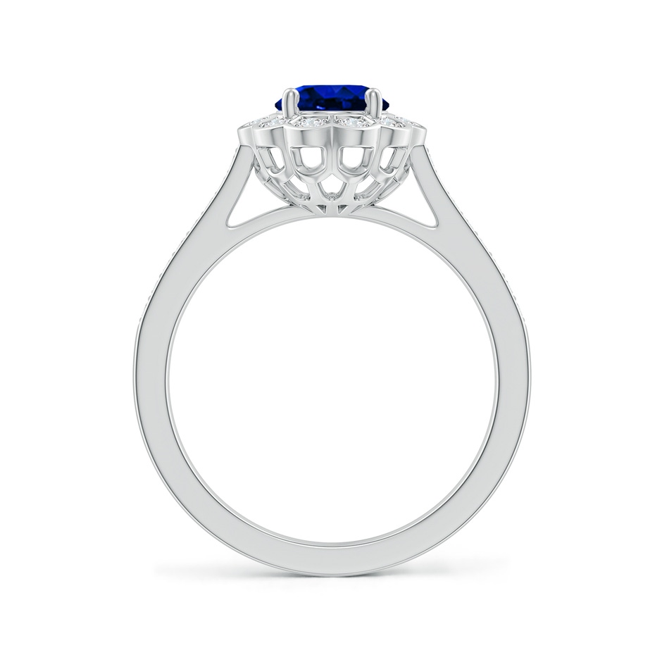 8x6mm AAAA Vintage Style Sapphire & Diamond Scalloped Halo Ring in White Gold side 199
