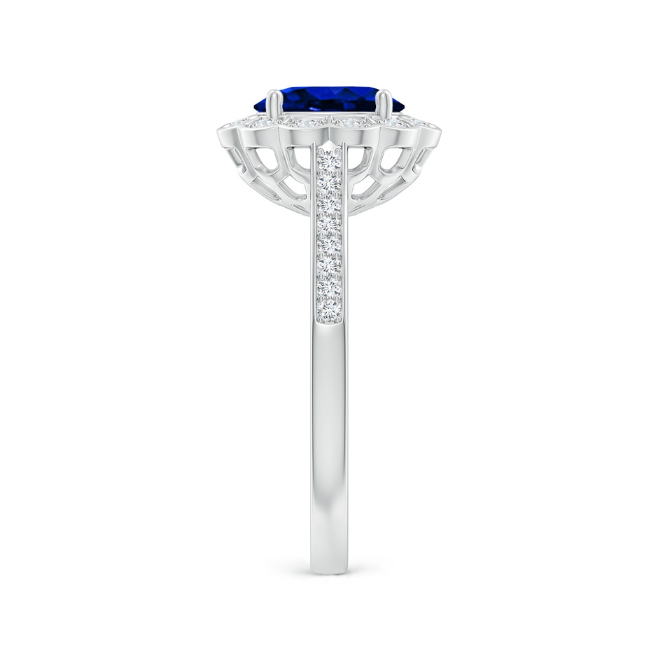 8x6mm AAAA Vintage Style Sapphire & Diamond Scalloped Halo Ring in White Gold side 299