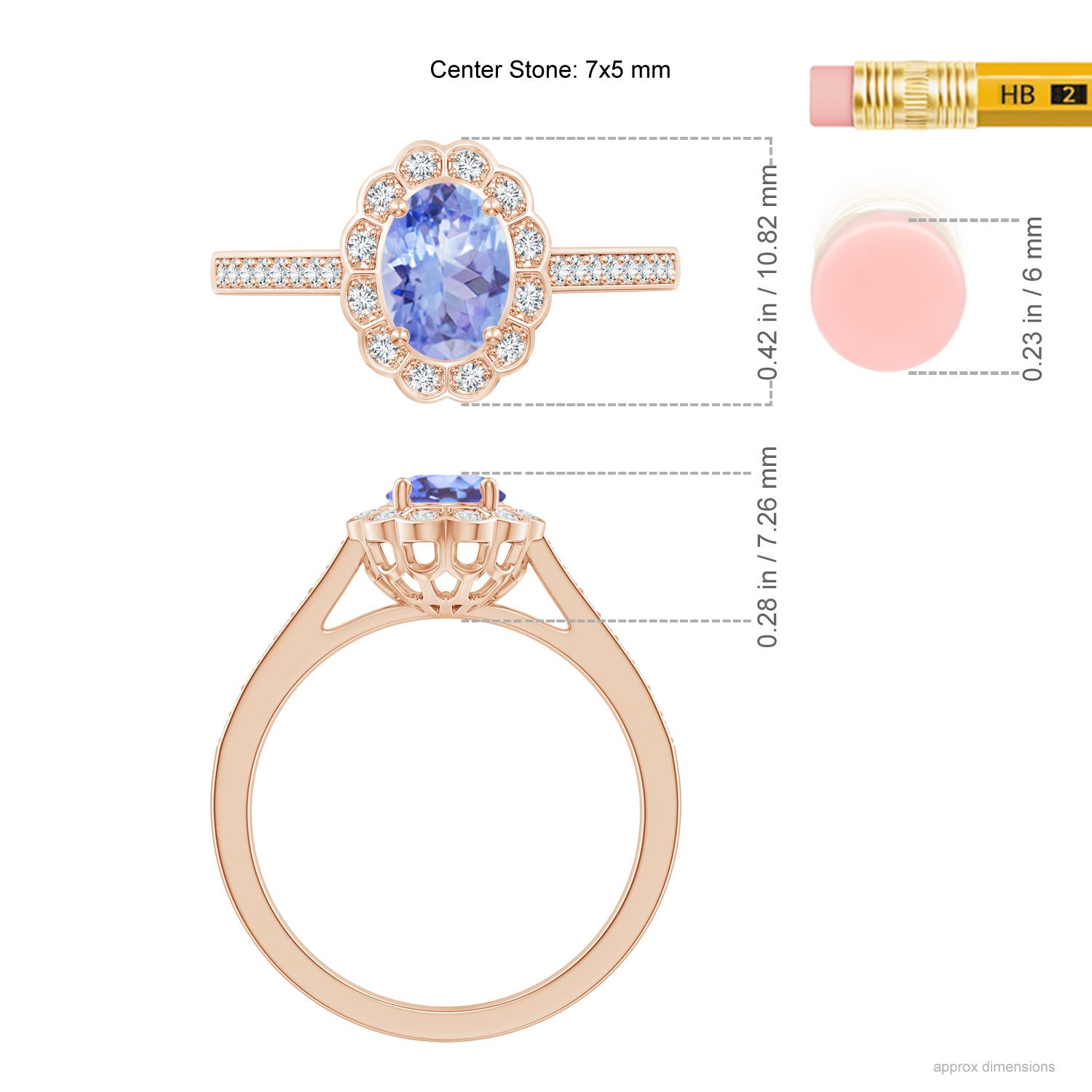 A - Tanzanite / 1 CT / 14 KT Rose Gold