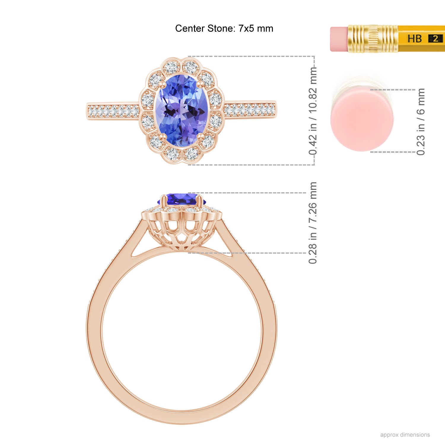 AA - Tanzanite / 1 CT / 14 KT Rose Gold