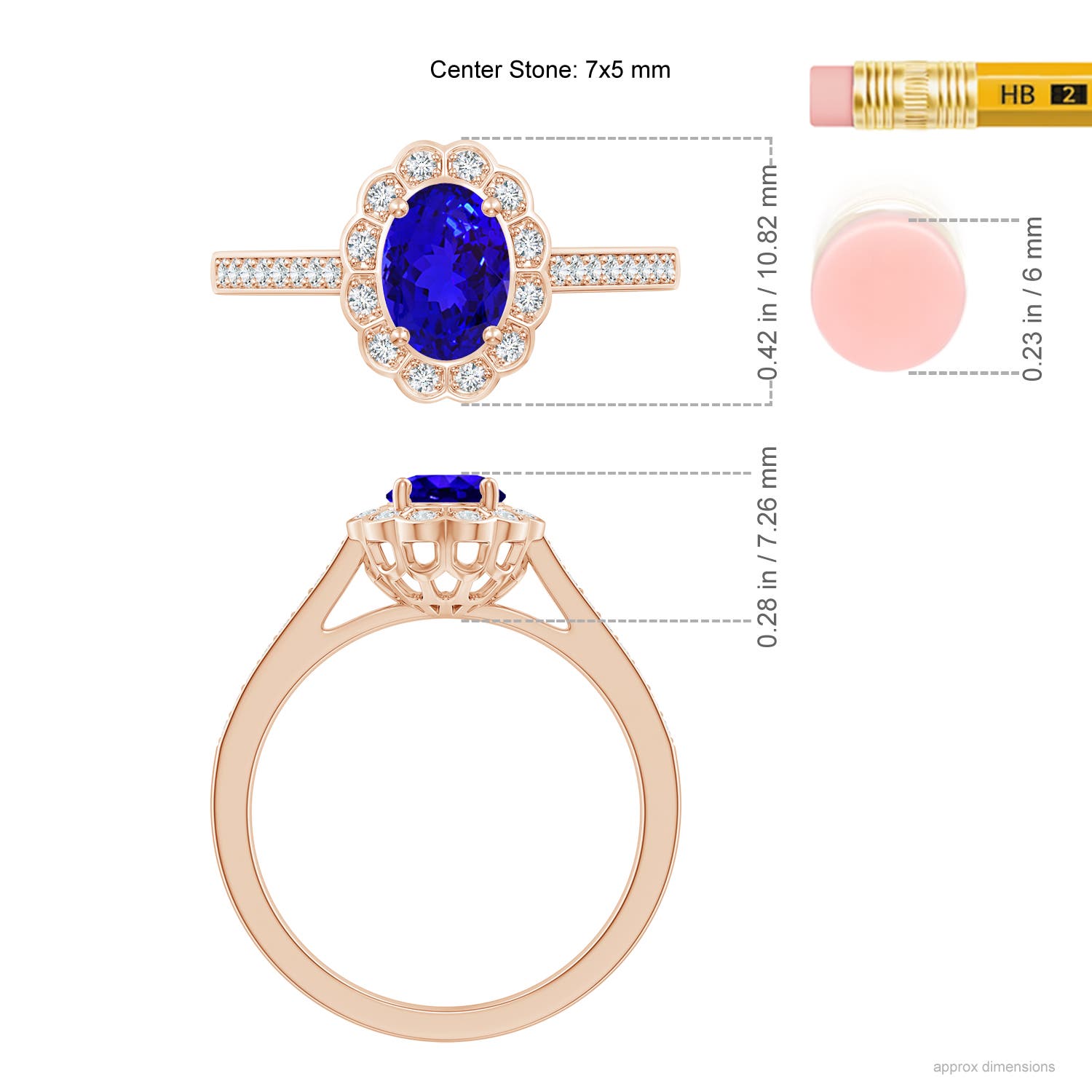 AAAA - Tanzanite / 1 CT / 14 KT Rose Gold