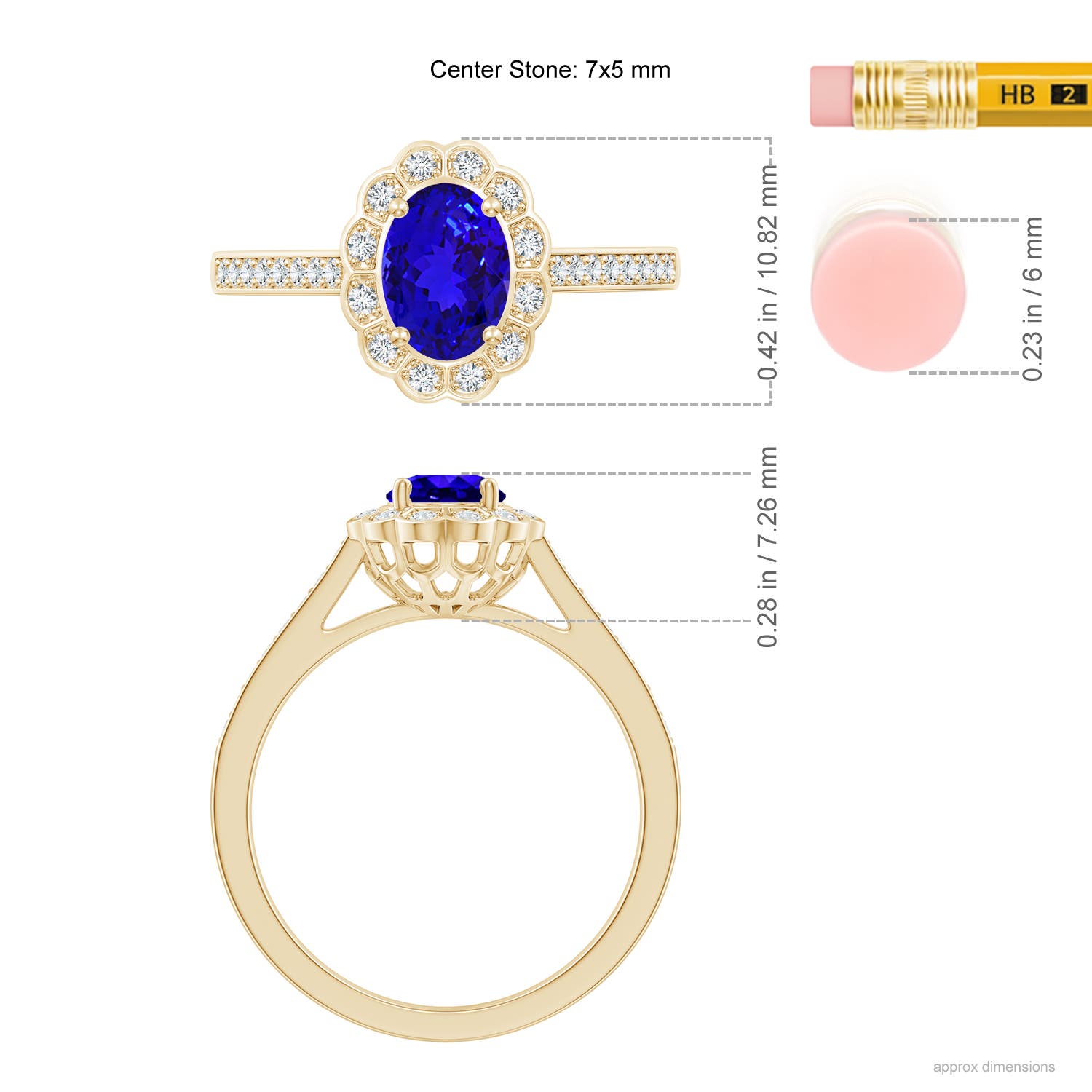 AAAA - Tanzanite / 1 CT / 14 KT Yellow Gold