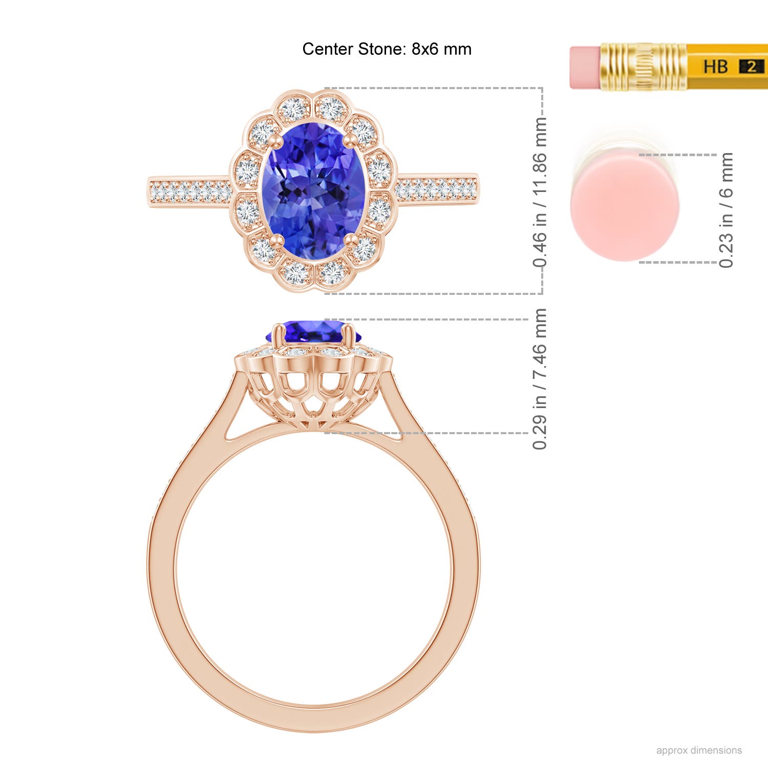 AAA - Tanzanite / 1.47 CT / 14 KT Rose Gold