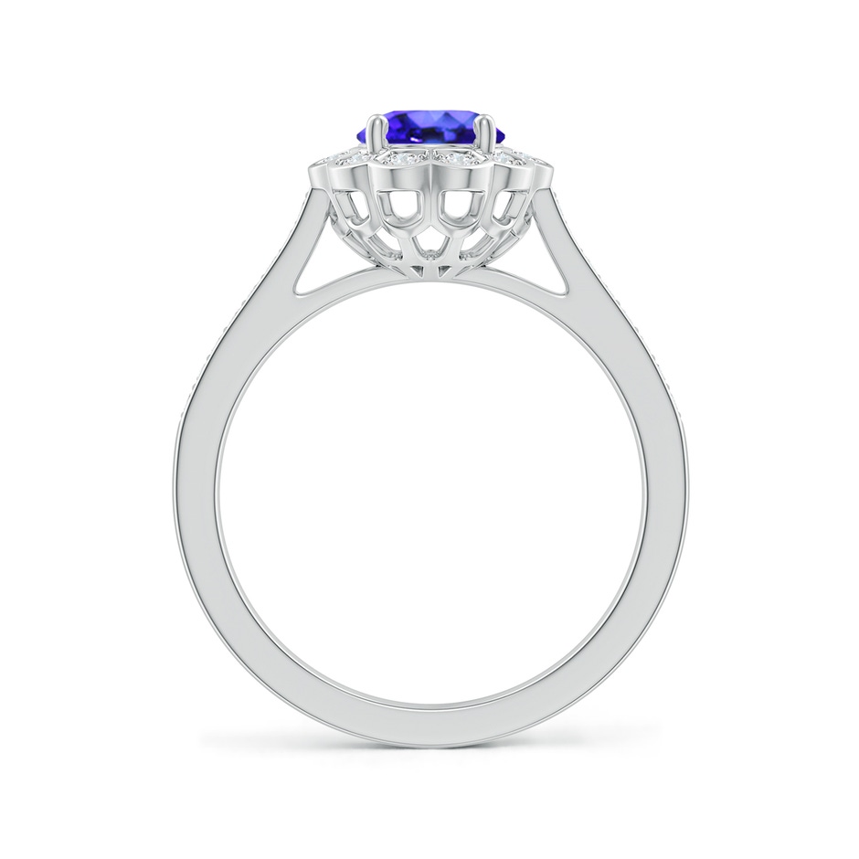 Vintage Style Tanzanite & Diamond Scalloped Halo Ring | Angara