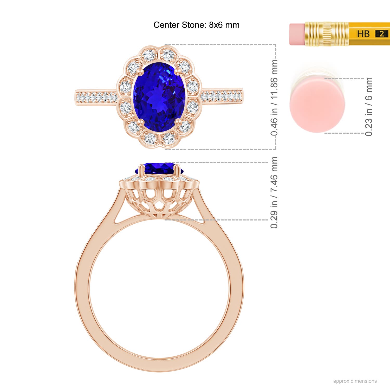 AAAA - Tanzanite / 1.47 CT / 14 KT Rose Gold