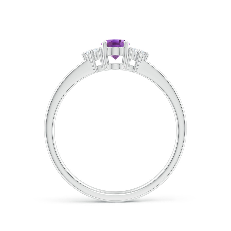 6x4mm A Solitaire Oval Amethyst Ring with Trio Diamond Accents in White Gold side 1