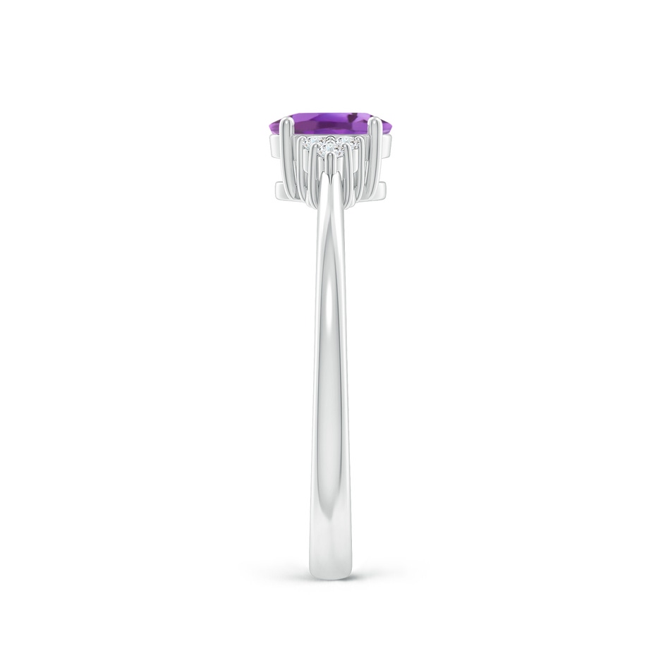 6x4mm A Solitaire Oval Amethyst Ring with Trio Diamond Accents in White Gold side 2