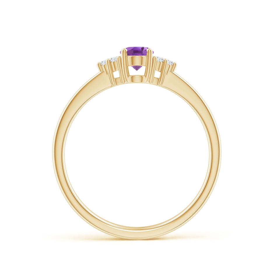 6x4mm A Solitaire Oval Amethyst Ring with Trio Diamond Accents in Yellow Gold side 1