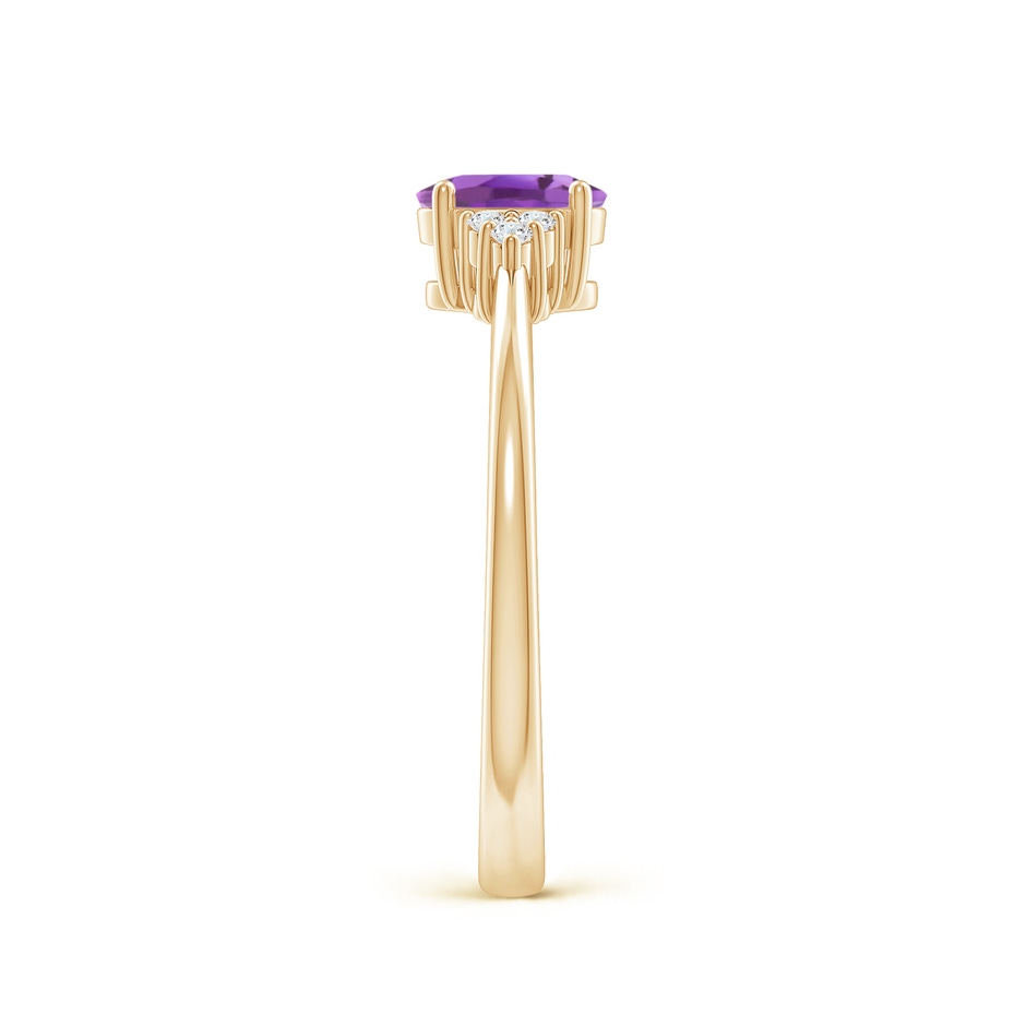 6x4mm A Solitaire Oval Amethyst Ring with Trio Diamond Accents in Yellow Gold side 2