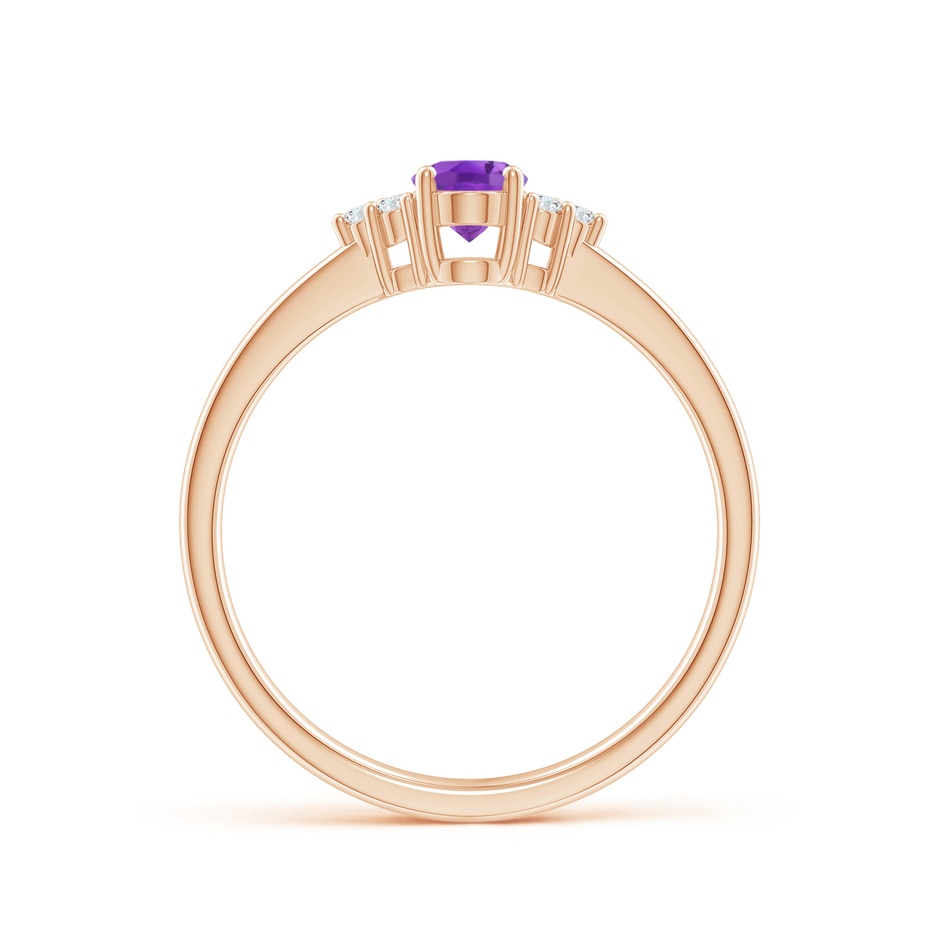 6x4mm AA Solitaire Oval Amethyst Ring with Trio Diamond Accents in Rose Gold side 1