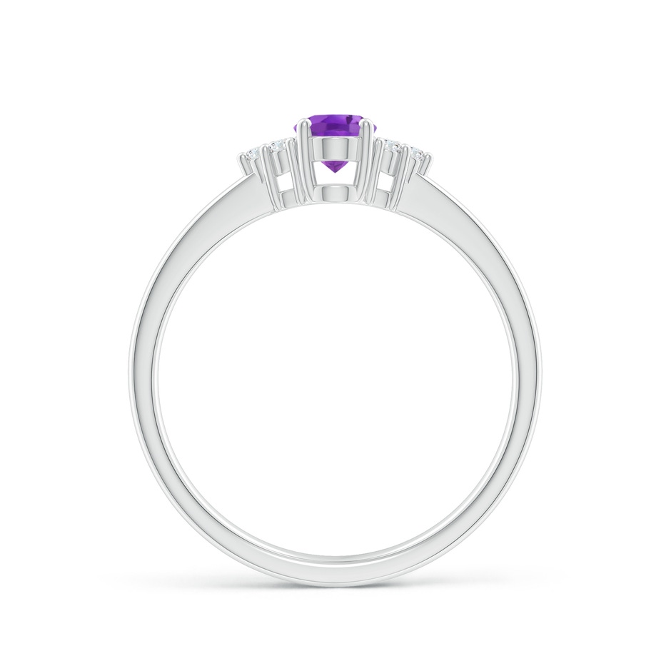 6x4mm AA Solitaire Oval Amethyst Ring with Trio Diamond Accents in White Gold side 1