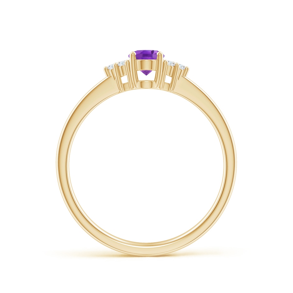 6x4mm AA Solitaire Oval Amethyst Ring with Trio Diamond Accents in Yellow Gold side 1