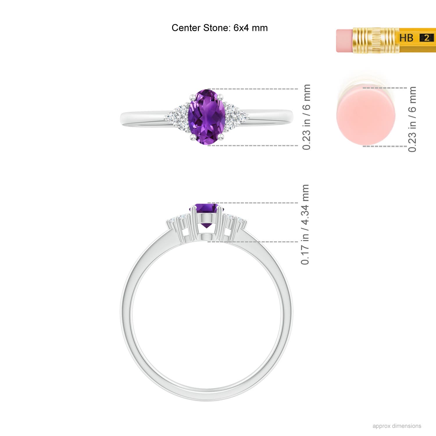 AAAA - Amethyst / 0.46 CT / 14 KT White Gold