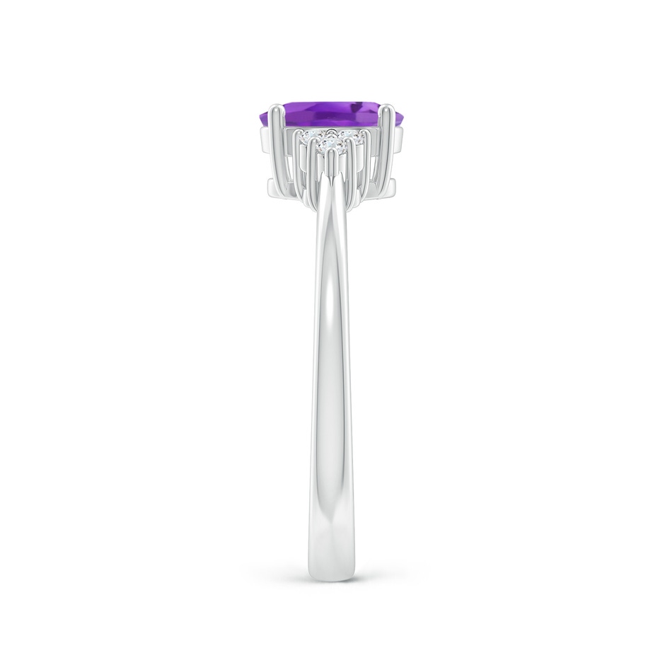 7x5mm AA Solitaire Oval Amethyst Ring with Trio Diamond Accents in P950 Platinum side 2