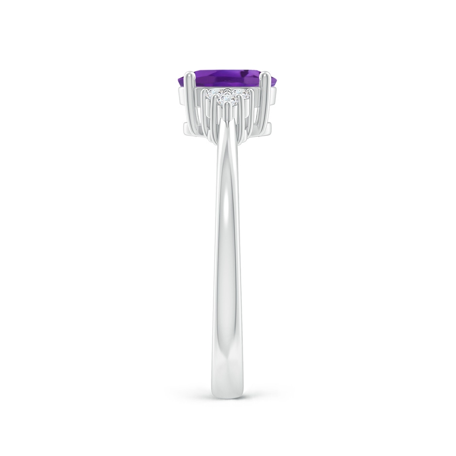 7x5mm AAA Solitaire Oval Amethyst Ring with Trio Diamond Accents in P950 Platinum side 2