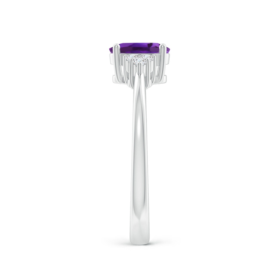 7x5mm AAAA Solitaire Oval Amethyst Ring with Trio Diamond Accents in P950 Platinum side 2