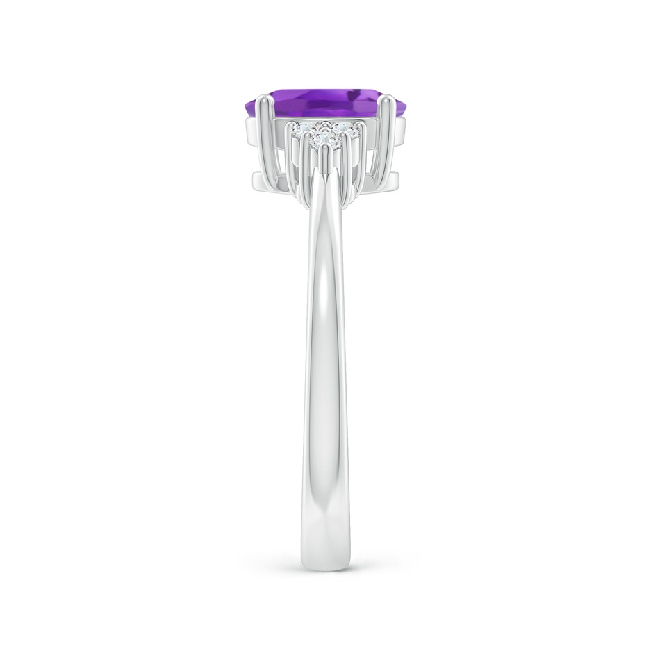 8x6mm AA Solitaire Oval Amethyst Ring with Trio Diamond Accents in P950 Platinum side 2