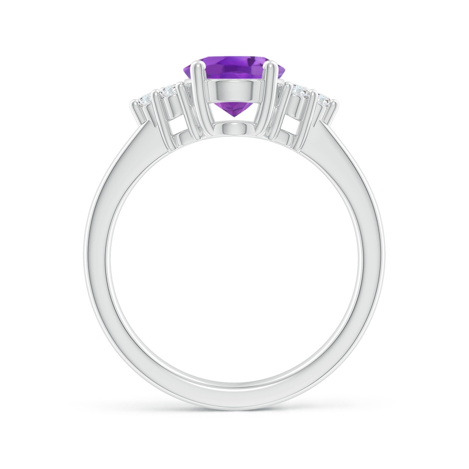9x7mm AA Solitaire Oval Amethyst Ring with Trio Diamond Accents in P950 Platinum side 1