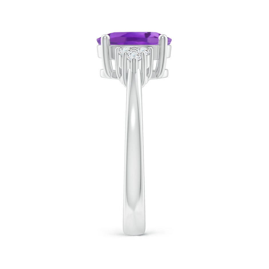 9x7mm AA Solitaire Oval Amethyst Ring with Trio Diamond Accents in White Gold side 2