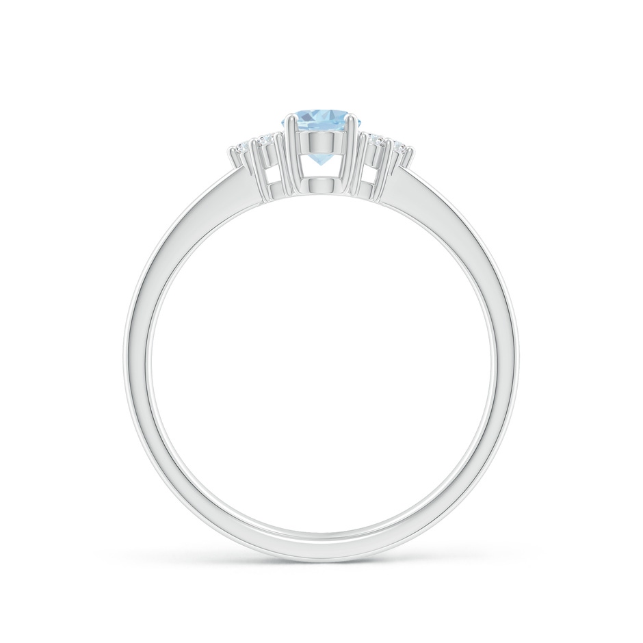 6x4mm A Solitaire Oval Aquamarine and Diamond Promise Ring in White Gold side 1