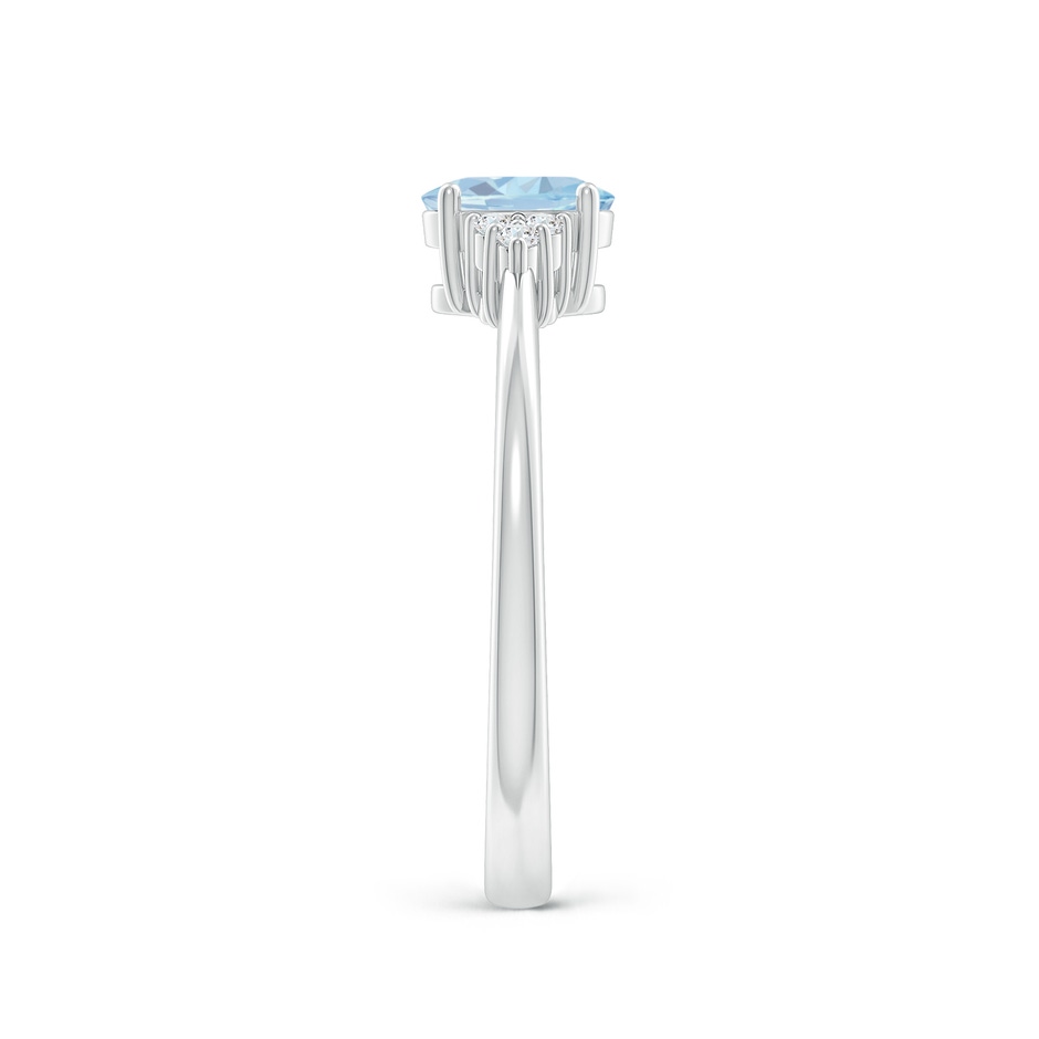 6x4mm A Solitaire Oval Aquamarine and Diamond Promise Ring in White Gold side 2
