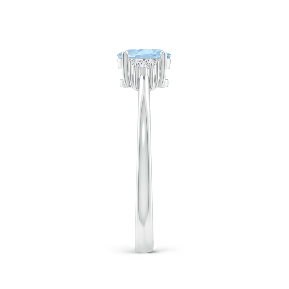 6x4mm AA Solitaire Oval Aquamarine and Diamond Promise Ring in White Gold side 2