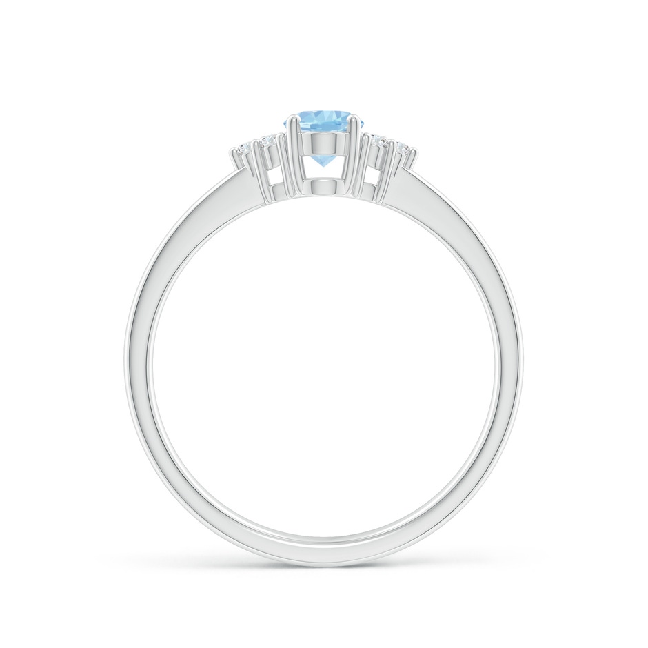 6x4mm AAA Solitaire Oval Aquamarine and Diamond Promise Ring in P950 Platinum side 1