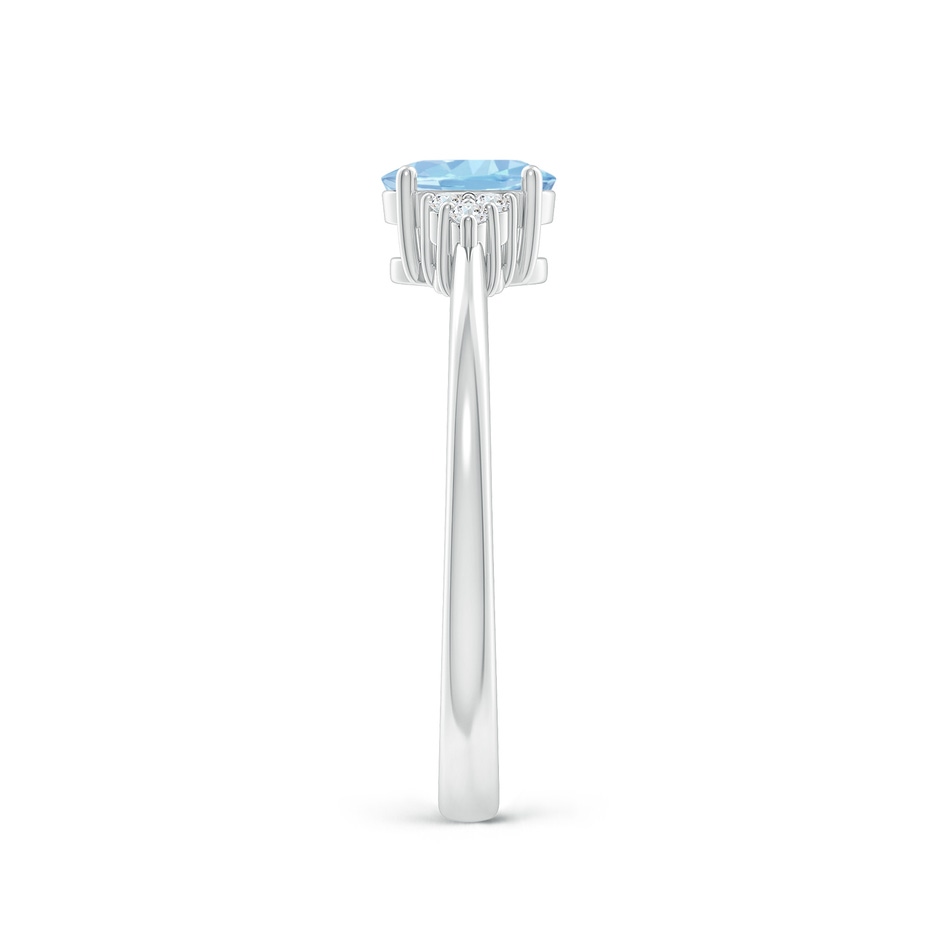 6x4mm AAA Solitaire Oval Aquamarine and Diamond Promise Ring in P950 Platinum side 2