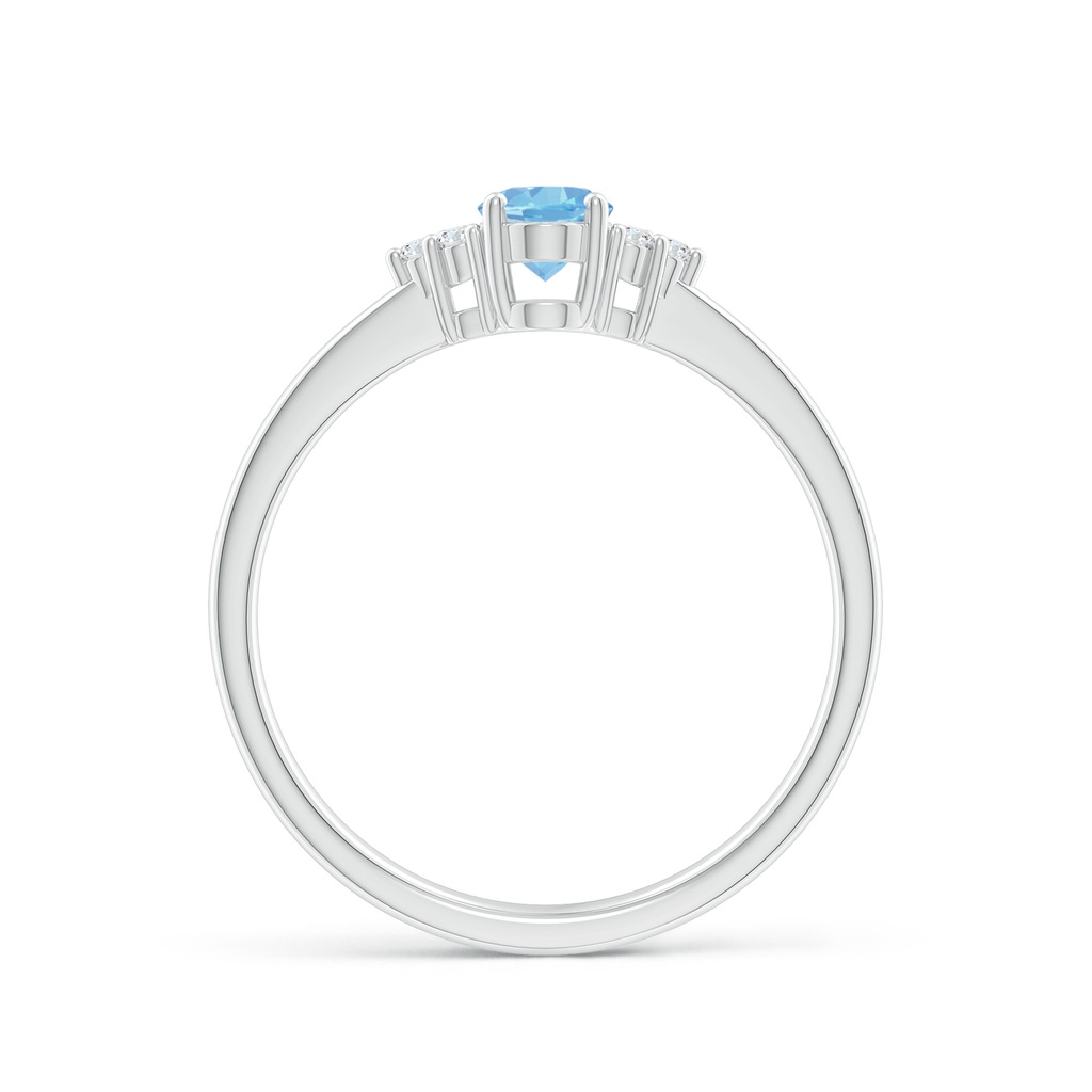 6x4mm AAAA Solitaire Oval Aquamarine and Diamond Promise Ring in P950 Platinum Side 1