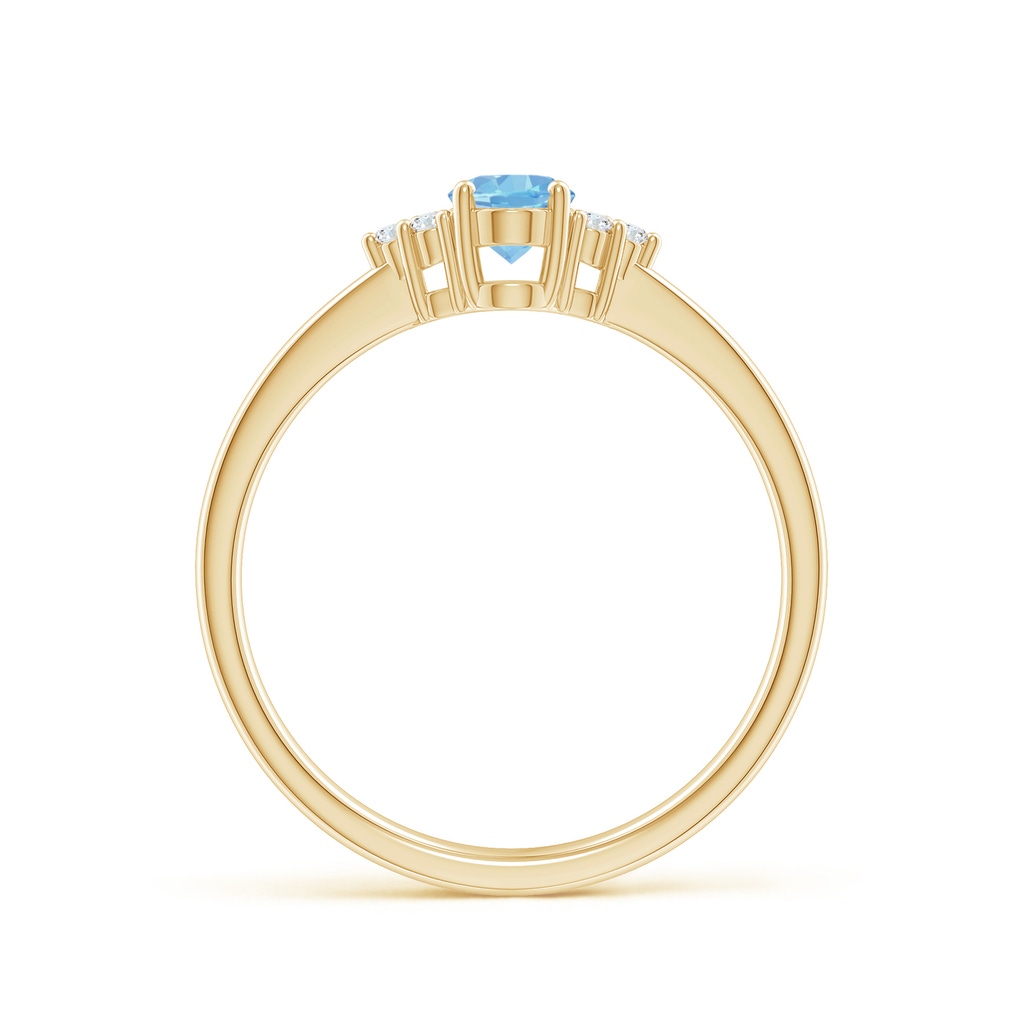 6x4mm AAAA Solitaire Oval Aquamarine and Diamond Promise Ring in Yellow Gold Side 1