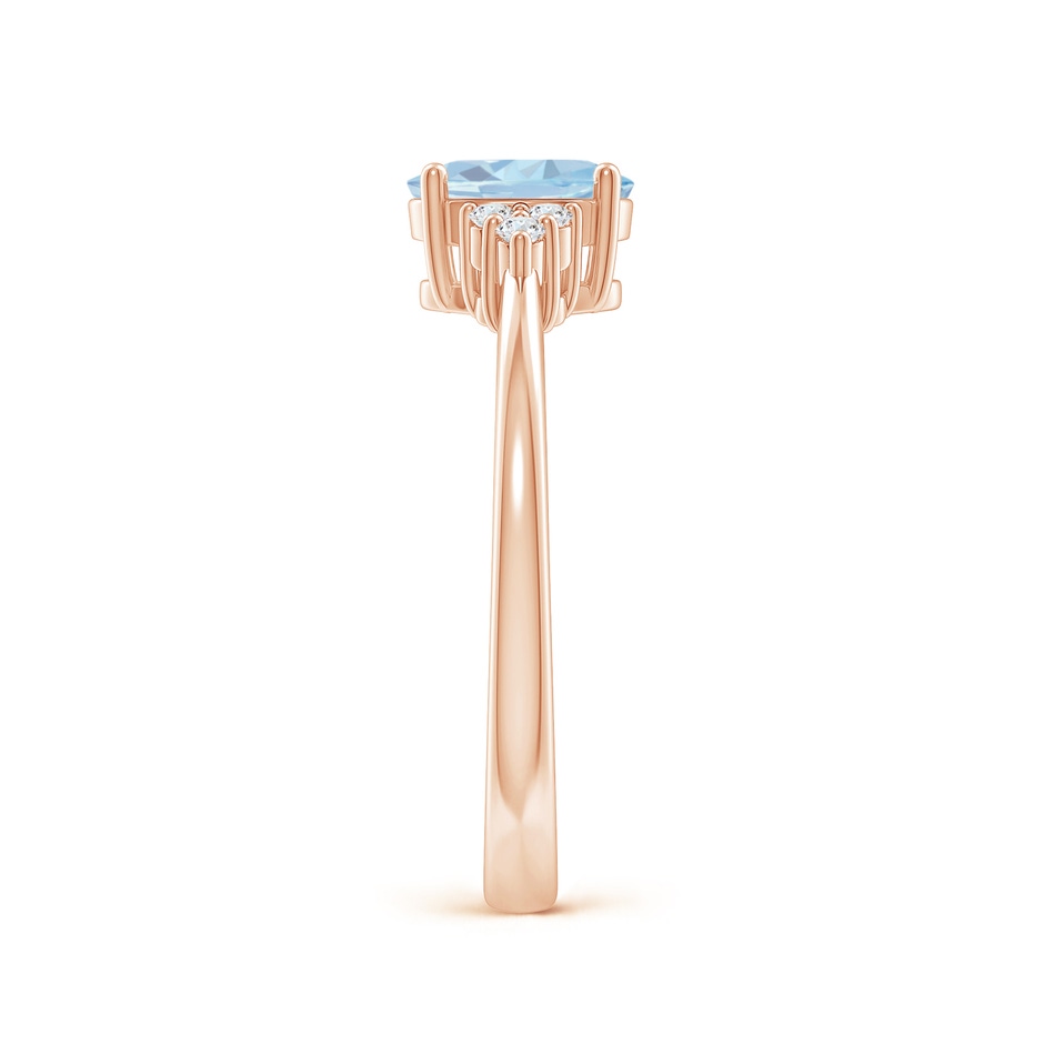 7x5mm A Solitaire Oval Aquamarine and Diamond Promise Ring in Rose Gold side 2
