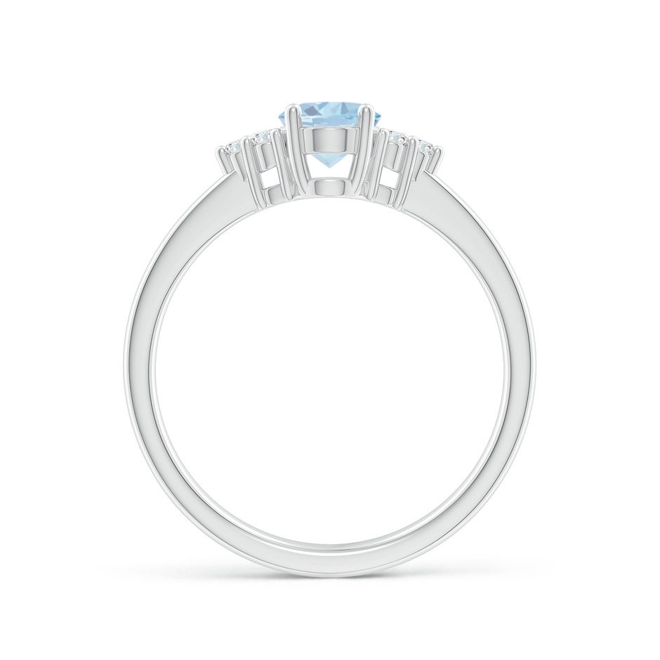 7x5mm A Solitaire Oval Aquamarine and Diamond Promise Ring in White Gold side 1