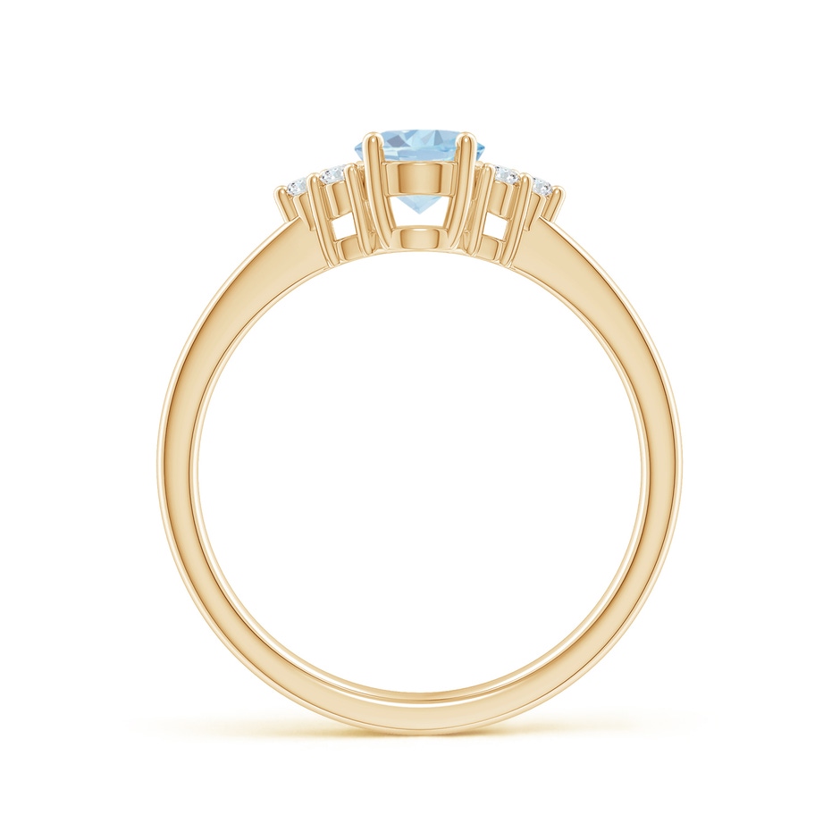 7x5mm A Solitaire Oval Aquamarine and Diamond Promise Ring in Yellow Gold side 1