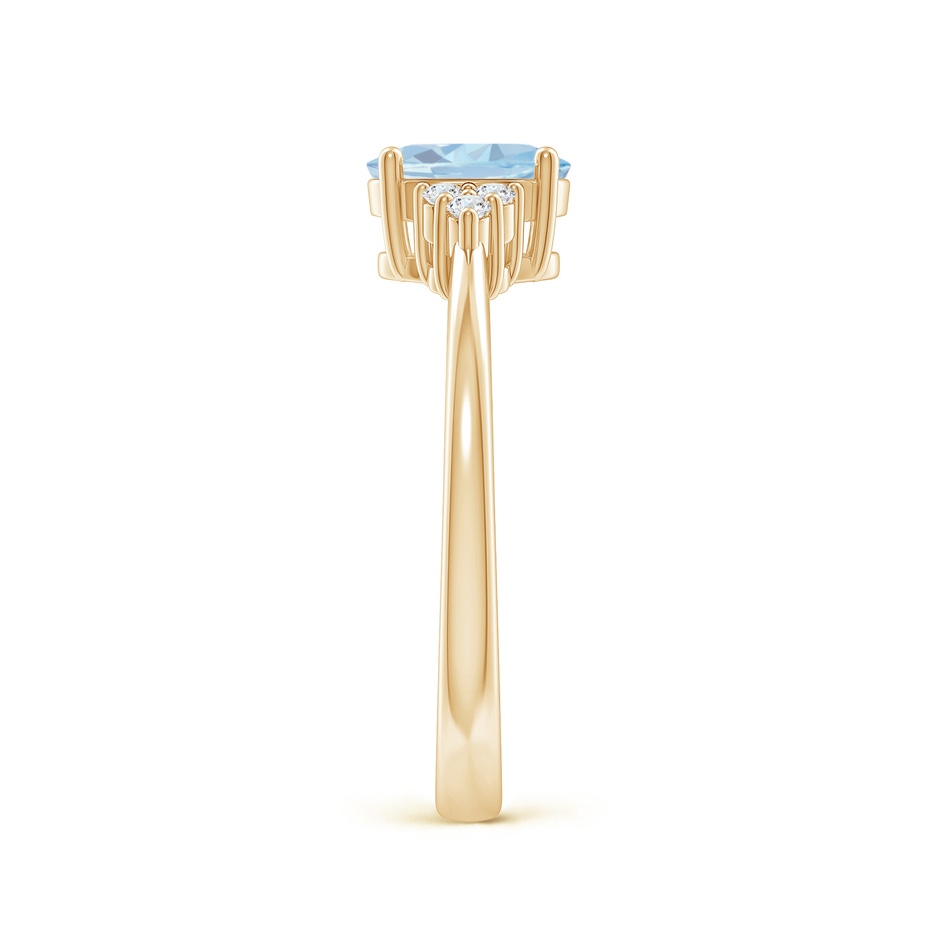 7x5mm A Solitaire Oval Aquamarine and Diamond Promise Ring in Yellow Gold side 2