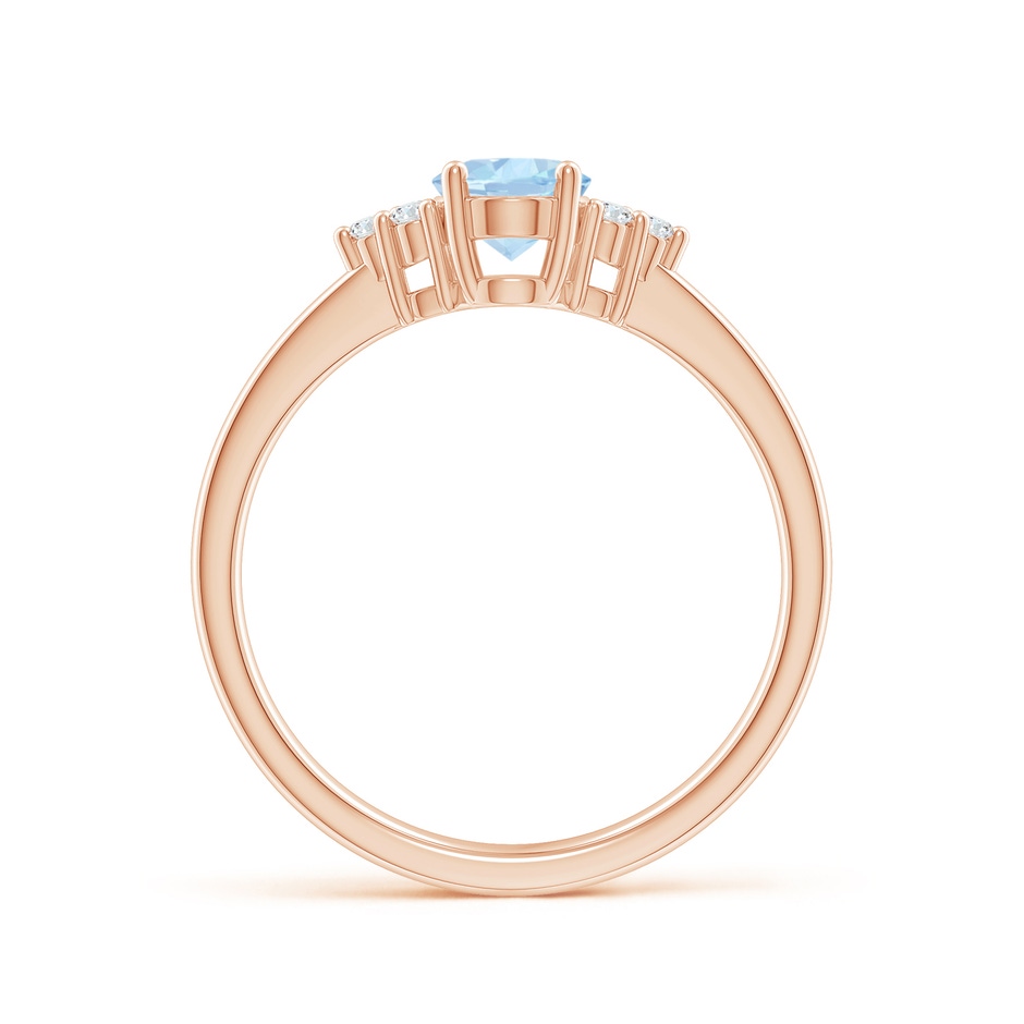 7x5mm AA Solitaire Oval Aquamarine and Diamond Promise Ring in Rose Gold side 1
