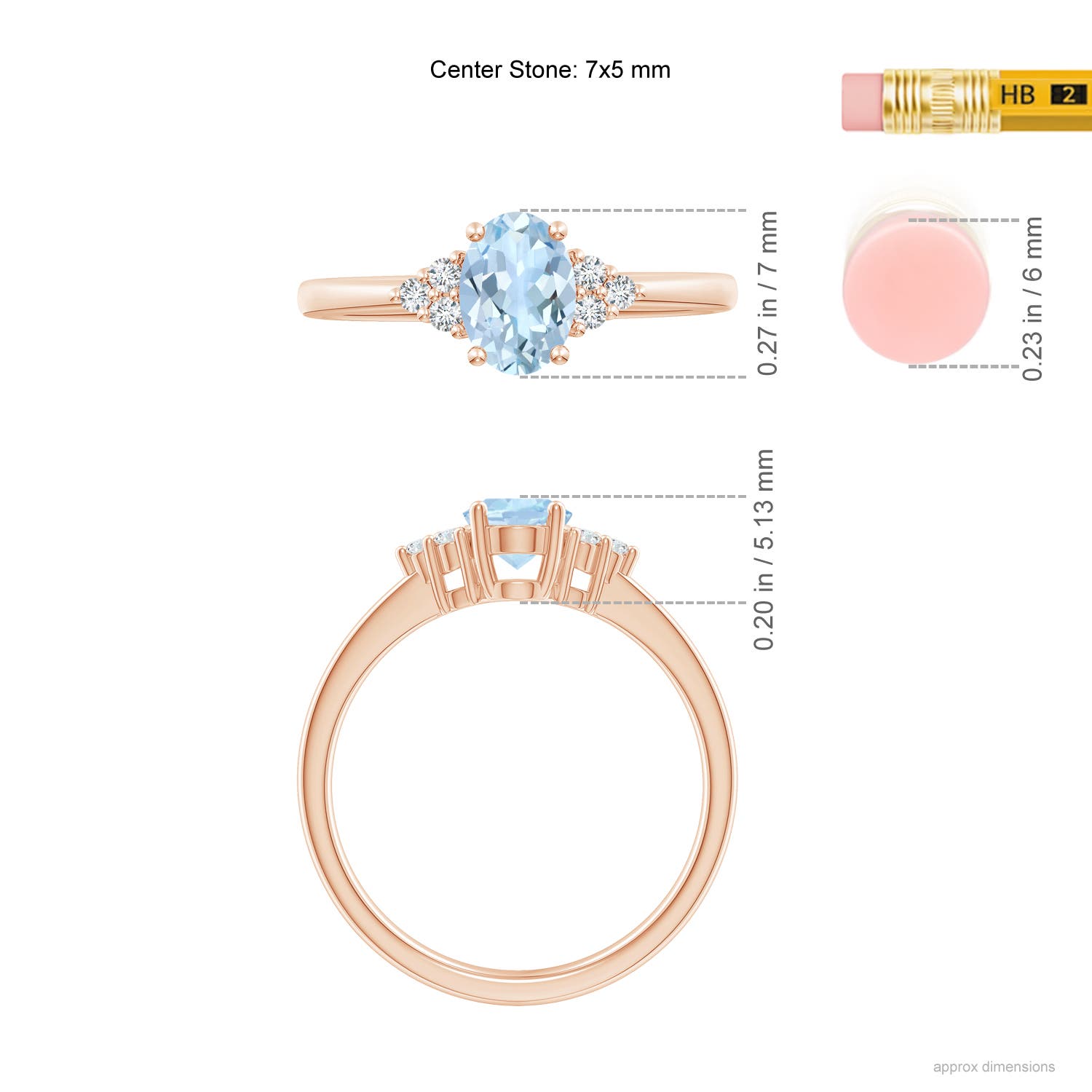 AA - Aquamarine / 0.68 CT / 14 KT Rose Gold