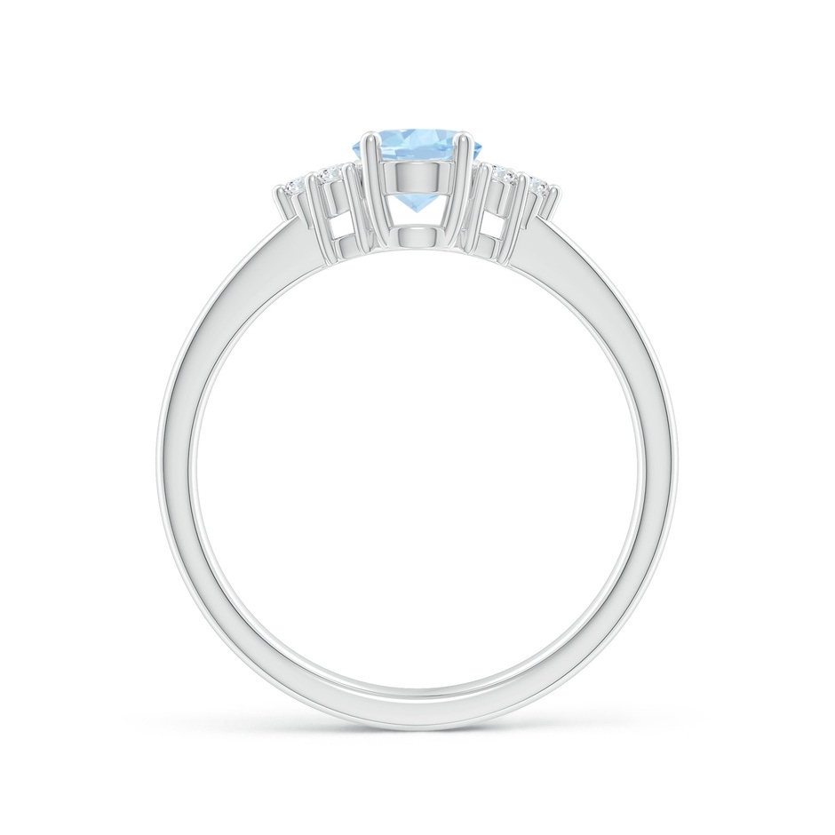 7x5mm AA Solitaire Oval Aquamarine and Diamond Promise Ring in White Gold side 1