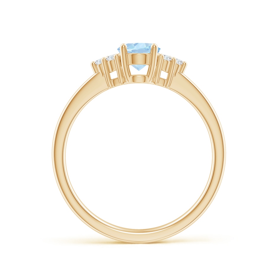7x5mm AA Solitaire Oval Aquamarine and Diamond Promise Ring in Yellow Gold side 1
