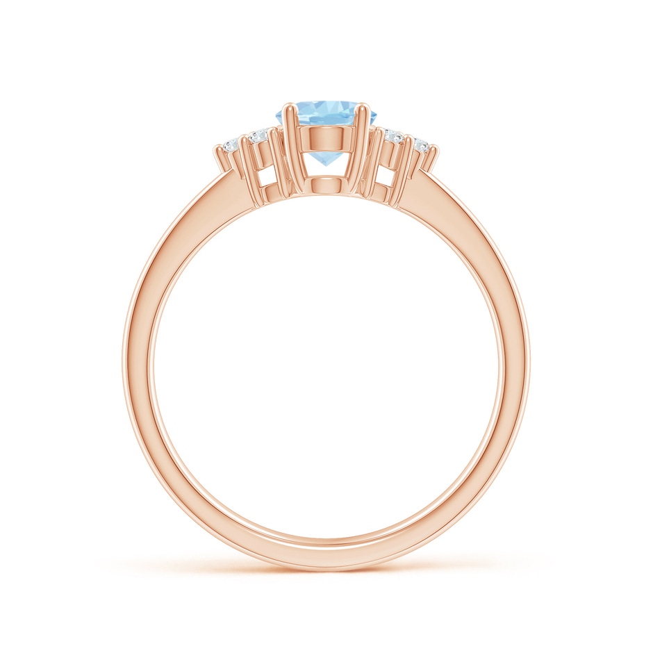 7x5mm AAA Solitaire Oval Aquamarine and Diamond Promise Ring in Rose Gold side 1
