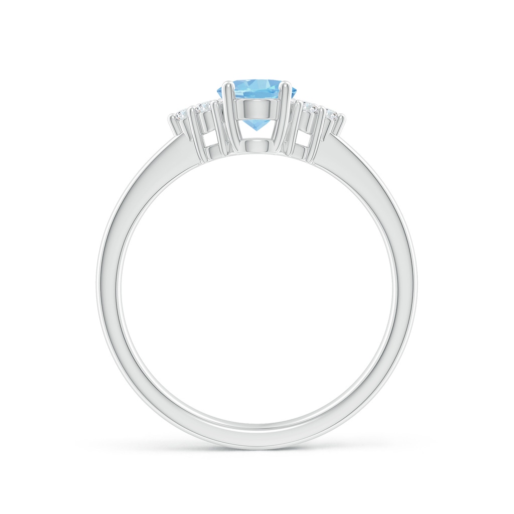 7x5mm AAAA Solitaire Oval Aquamarine and Diamond Promise Ring in P950 Platinum Side 1