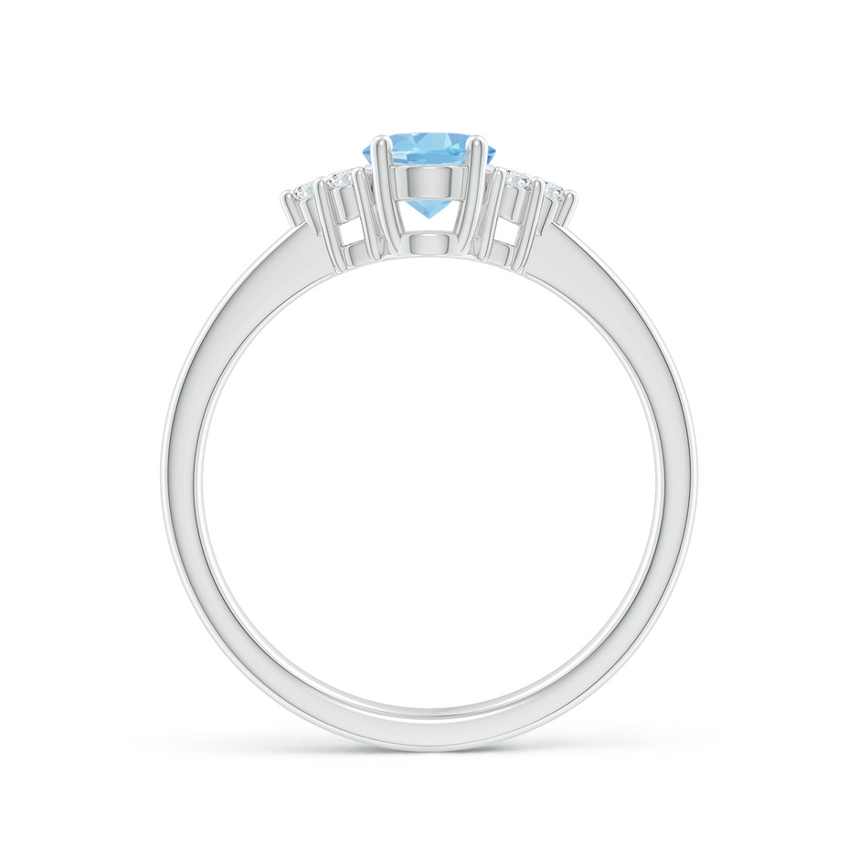 7x5mm AAAA Solitaire Oval Aquamarine and Diamond Promise Ring in White Gold side 1