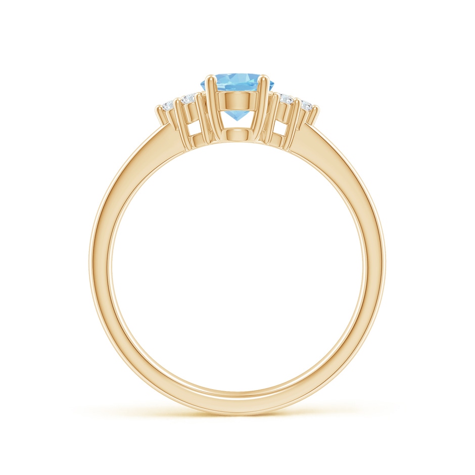 7x5mm AAAA Solitaire Oval Aquamarine and Diamond Promise Ring in Yellow Gold side 1