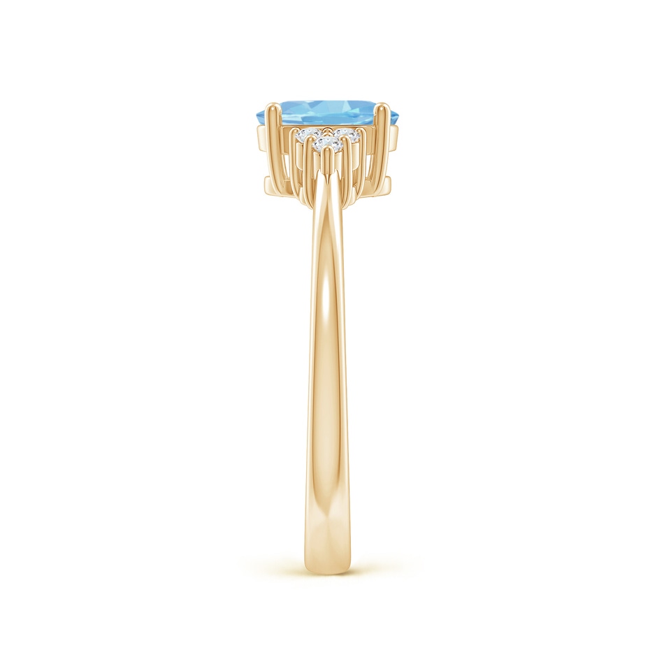 7x5mm AAAA Solitaire Oval Aquamarine and Diamond Promise Ring in Yellow Gold side 2