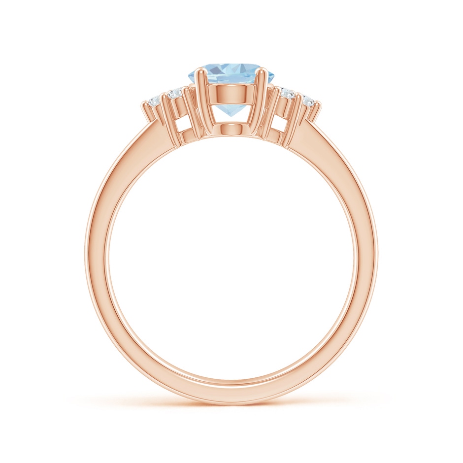 8x6mm A Solitaire Oval Aquamarine and Diamond Promise Ring in Rose Gold side 1