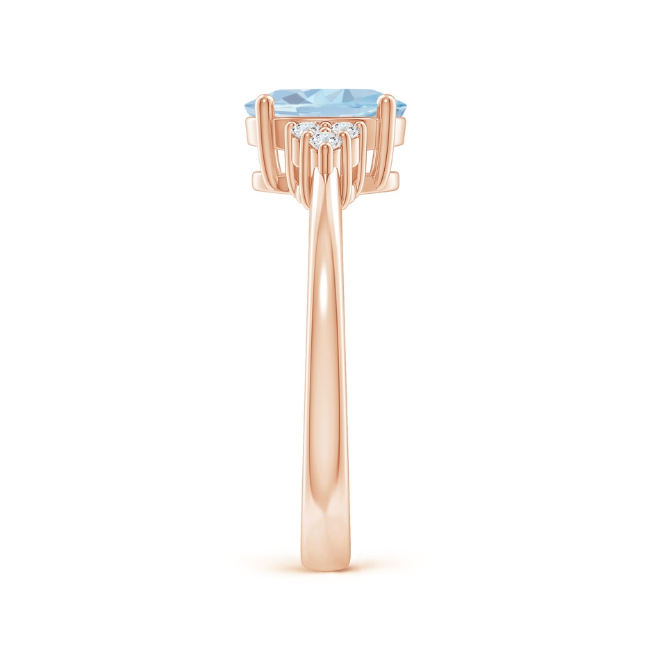 8x6mm A Solitaire Oval Aquamarine and Diamond Promise Ring in Rose Gold side 2