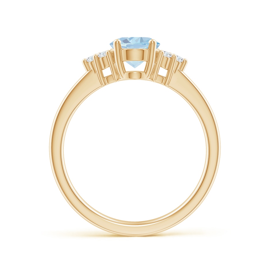 8x6mm A Solitaire Oval Aquamarine and Diamond Promise Ring in Yellow Gold side 1