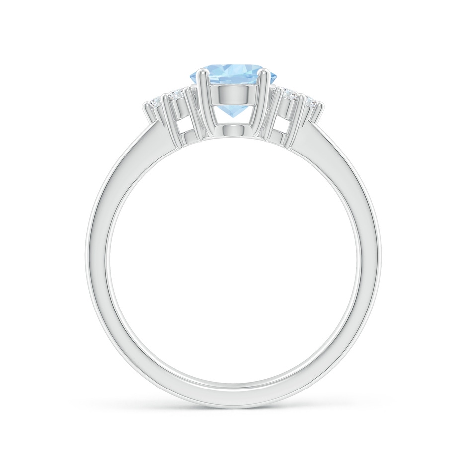8x6mm AA Solitaire Oval Aquamarine and Diamond Promise Ring in White Gold side 1